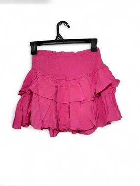 Women's Tiered Ruffle Mini Skirt - Hot Pink